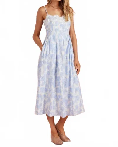 Strut & Bolt Crochet Lace Midi Dress In Blue/white