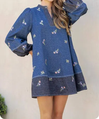 Strut & Bolt Denim Dress In Blue Multicolor