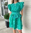 Strut & Bolt Diana Floral Mini Dress In Green/blue In Multi