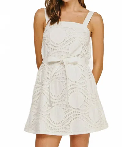 Strut & Bolt Dotted Crochet Mini Dress In White