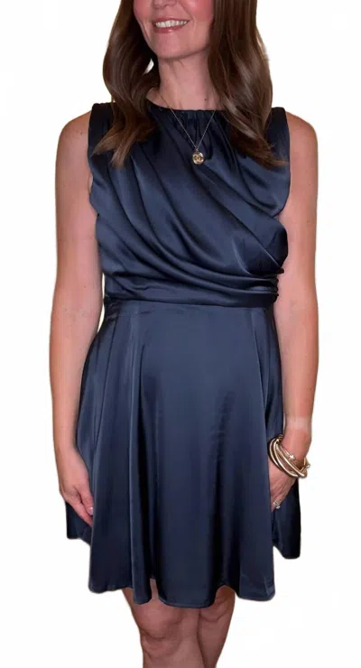 Strut & Bolt Draped Mini Dress In Black In Blue