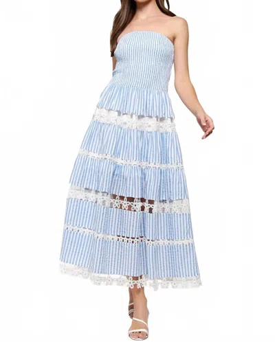 Strut & Bolt Elana Midi Dress In Blue/white Stripe In Multi
