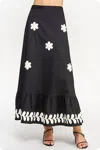 Strut & Bolt Embroidered Ruffled Skirt In Black And White In Black