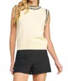 Strut & Bolt Embroidered Sleeveless Knit Tank Top In Beige In White