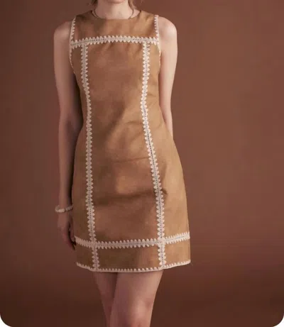 Strut & Bolt Faux Leather Whipstitch Dress In Sand In Multi