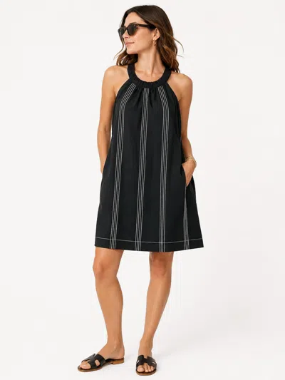 Strut & Bolt Finley Stitch Contrast Halter Neck Dress In Black