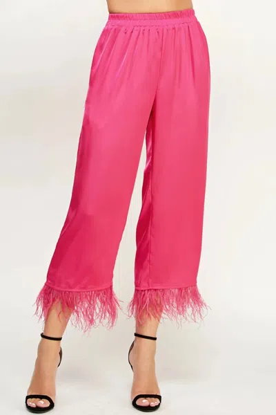 Strut & Bolt Foncy Feather Trim Pants In Fuchsia In Pink