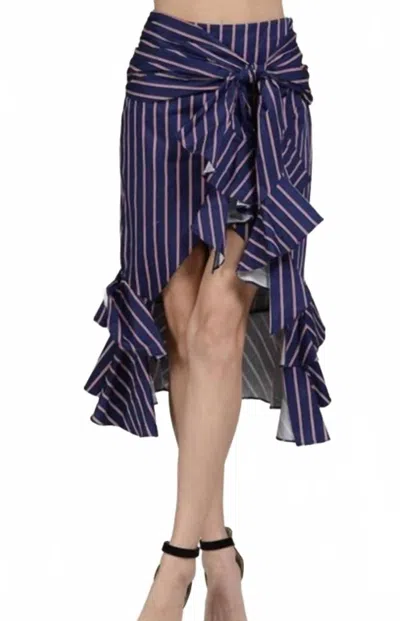 Strut & Bolt Front Tie Skirt In Blue & Red