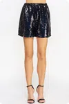 Strut & Bolt Full Sequin Shorts In Midnight Blue In Blue