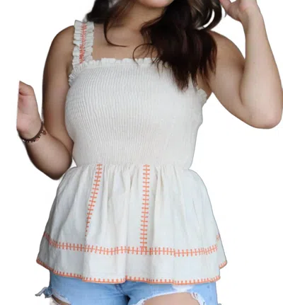 Strut & Bolt Get It Together Smocked Top In Ecru In Multi