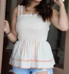 Strut & Bolt Get It Together Smocked Top In Ecru In White