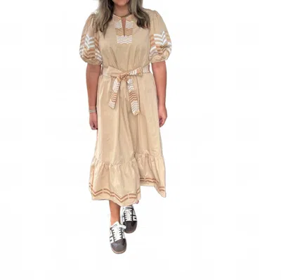 Strut & Bolt Golden Sands Midi Dress In Beige In Multi
