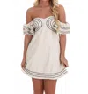 Strut & Bolt Good Things Are Coming Off Shoulder Mini Dress In Ecru In White