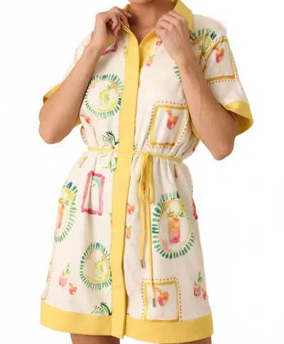 Strut & Bolt Happy Hour Shirt Dress In White/yellow