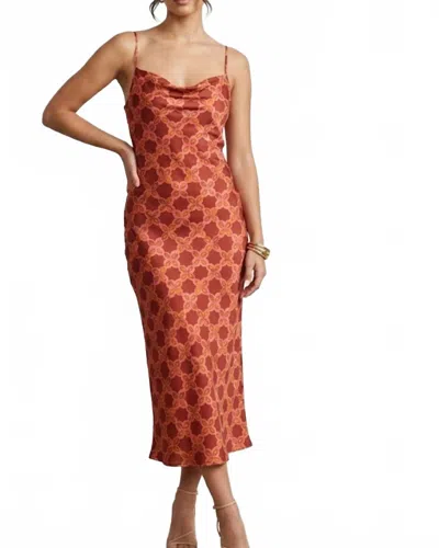Strut & Bolt Helana Slip Midi Dress In Burgundy Multi In Brown