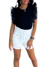Strut & Bolt Keep On Going Ruffle Sleeves Top In Black In Black