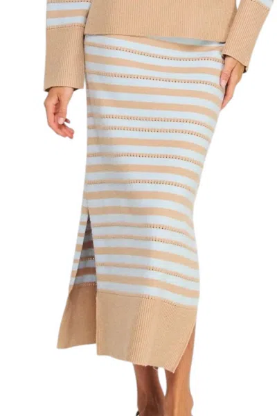 Strut & Bolt Knit Midi Skirt In Taupe & Sky Blue In Neutral
