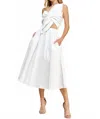 Strut & Bolt Knotted Flower Bow Midi Dress In Ivory In White
