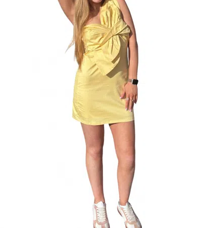 Strut & Bolt Knotted Flower Bow Mini Dress In Yellow