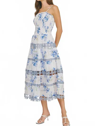 Strut & Bolt Lena Eyelet Midi Dress - Bohemian Resort Wear In Blue Rose