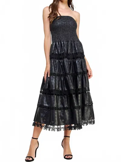 Strut & Bolt Lena Eyelet Midi Dress In Black