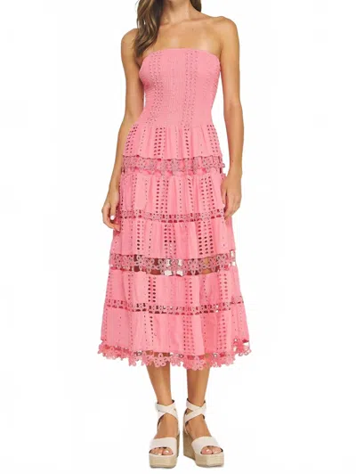 Strut & Bolt Lena Eyelet Midi Dress In Confetti Pink