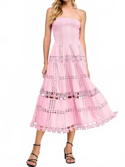 Strut & Bolt Lena Eyelet Midi Dress In Lavender Pink In Animal Print