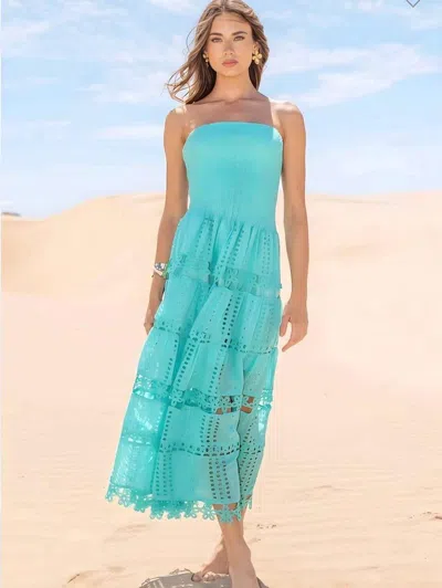 Strut & Bolt Lena Eyelet Midi Dress In Tiffany Blue In Green