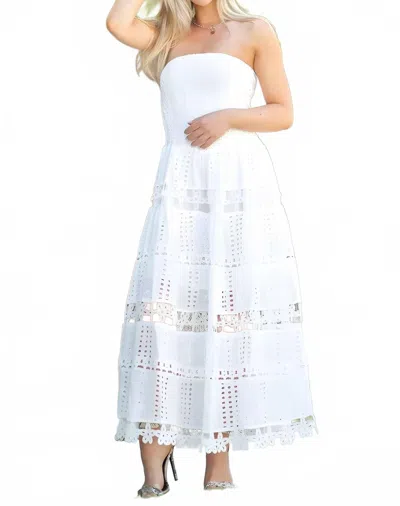 Strut & Bolt Lena Eyelet Midi Dress In White