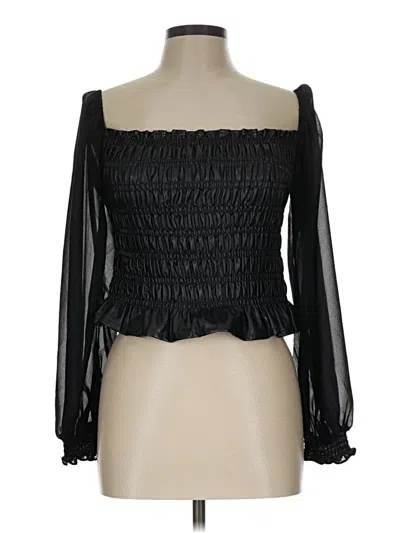 Pre-owned Strut & Bolt Long Sleeve Blouse In Black