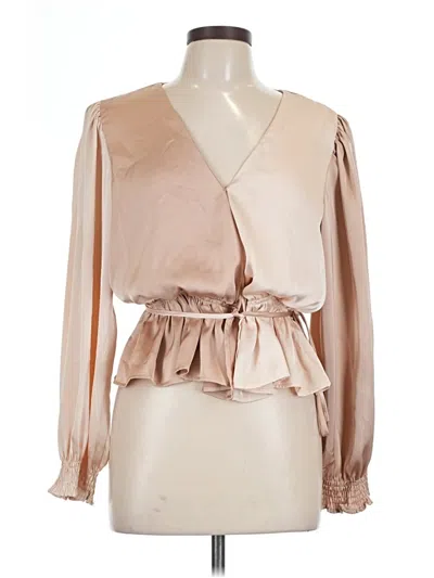 Pre-owned Strut & Bolt Long Sleeve Blouse In Tan