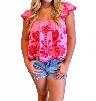 Strut & Bolt Meadow Stitch Top In Pink