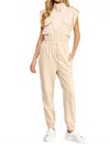 Strut & Bolt Mock Neck Sleeveless Jogger Jumpsuit In Ecru In Pink