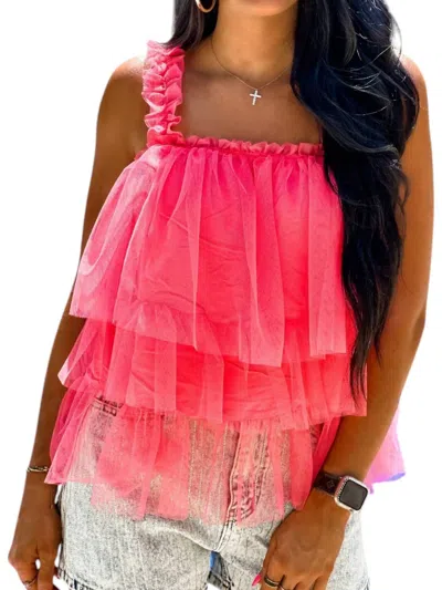 Strut & Bolt Moving On Tulle Ruffles Top In Light Pink