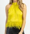 Strut & Bolt Night Moves Chartreuse Feather Top In Yellow In Yellow