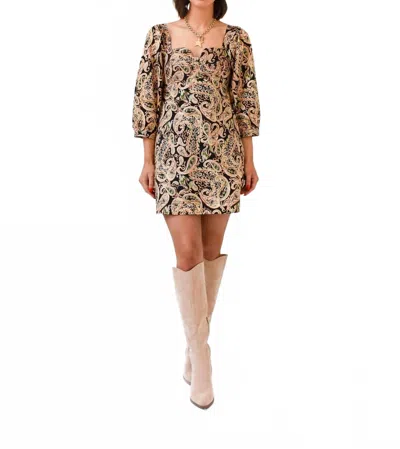 Strut & Bolt Painted Paisley Dress In Black Multi