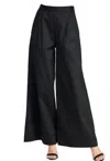 Strut & Bolt Pleat Detail Wide Leg Twill Pants In Black In Black