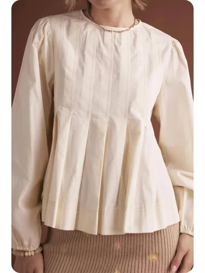 Strut & Bolt Pleated Poplin Top In Cream In Pink