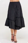 Strut & Bolt Quilted Asymmetric Midi Skirt In Black In Black