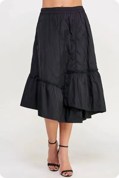 Strut & Bolt Quilted Asymmetric Midi Skirt In Black