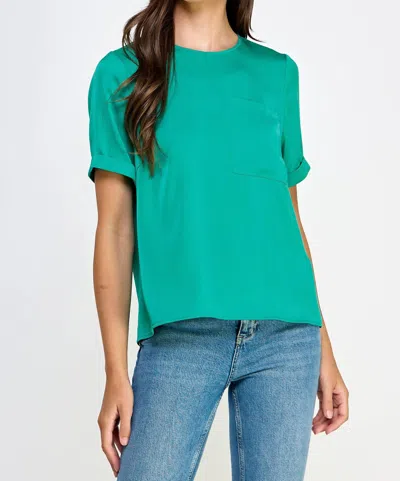 Strut & Bolt Satin Tee In Turquoise In Blue