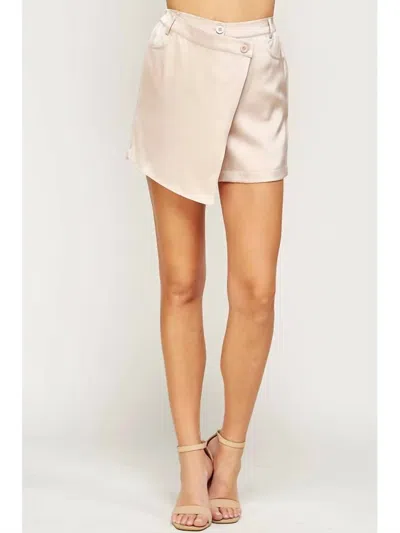 Strut & Bolt Satin Wrap Skort In Taupe In Grey