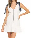 Strut & Bolt Scallop Embroidery Mini Dress In White/navy In Multi