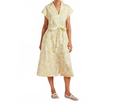 Strut & Bolt Scalloped Shirt Midi Dress In Yellow In Gold