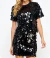 Strut & Bolt Sequins Tee Top And Sequin Mini Skirt In Black