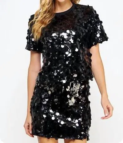 Strut & Bolt Sequins Tee Top And Sequin Mini Skirt In Black