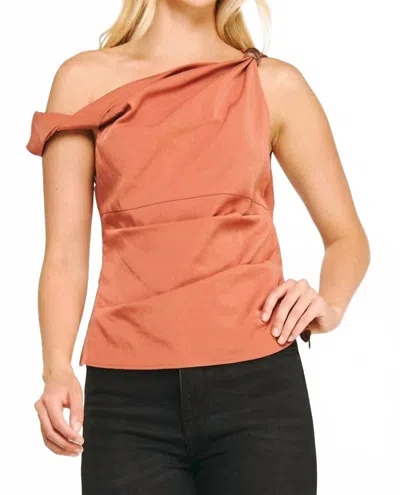 Strut & Bolt Sheena Asymmetric Twisted Bead Top In Terracotta In Transparent
