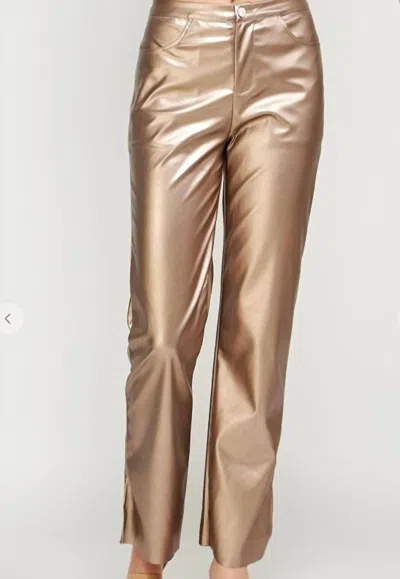 Strut & Bolt Shimmer Faux Leather Pants In Champagne In White