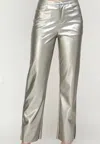 Strut & Bolt Shimmer Faux Leather Pants In Silver In Silver