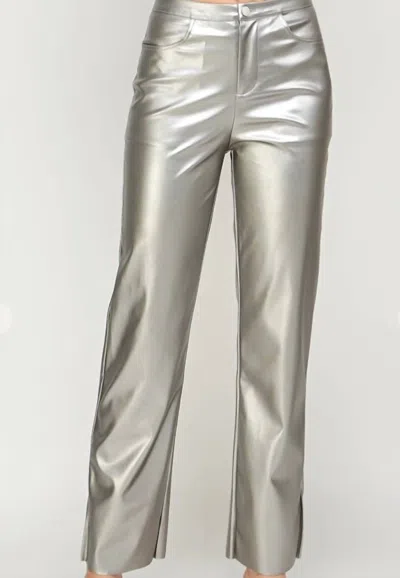 Strut & Bolt Shimmer Faux Leather Pants In Silver